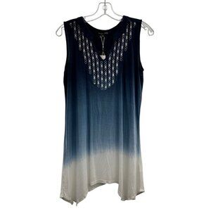 RXB Women's Sleevess Embroidered Top Blue/White Size Small New